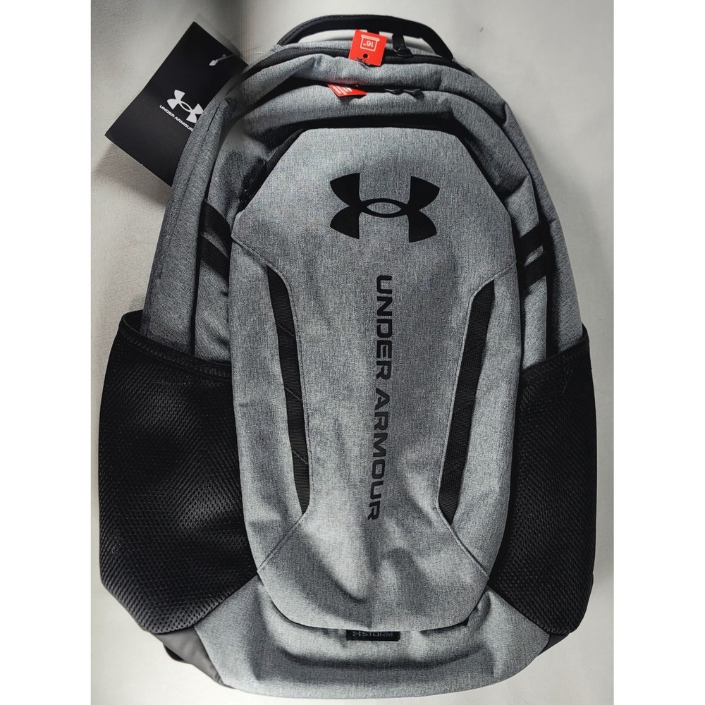 Under Armour Hustle 6.0 Backpack UA Grey Storm School 16in‎ Water Repellent Bag